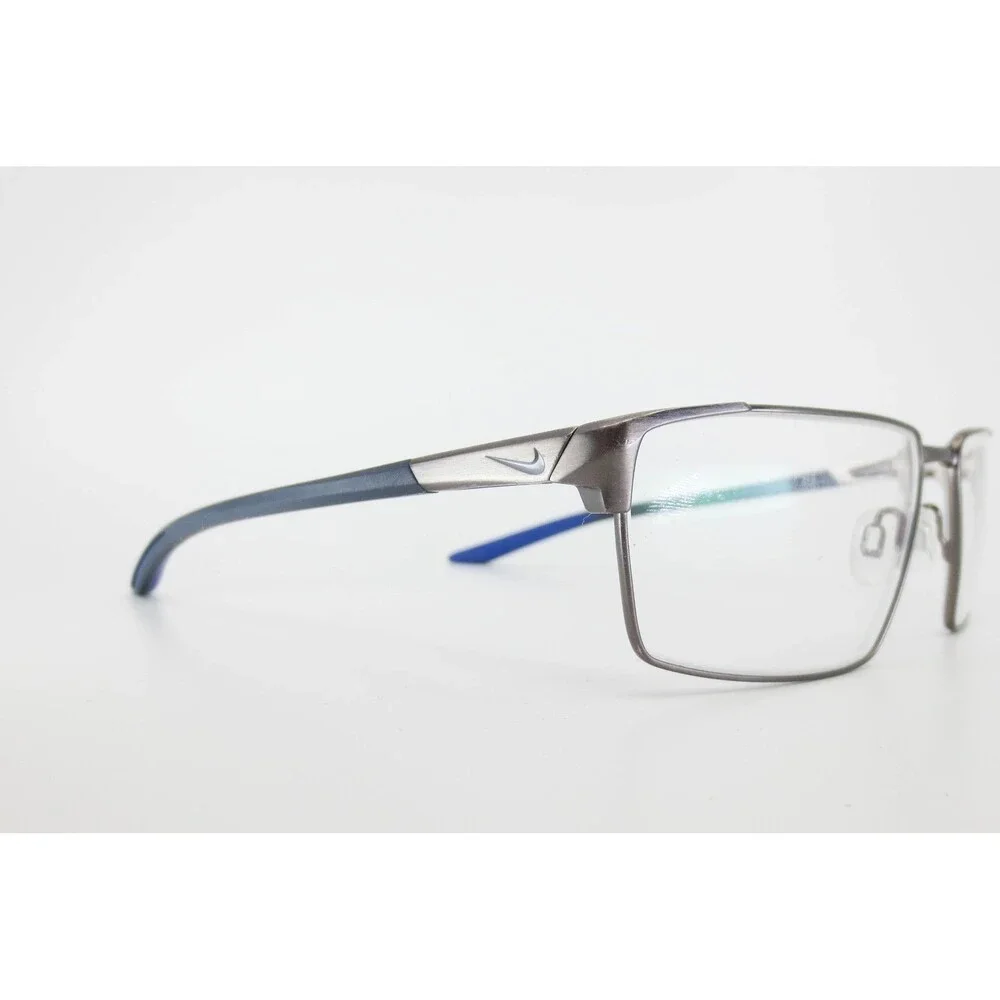 Nike 7118 Gunmetal Navy Blue Rectangular Metal Eyeglasses Frames 55-16-145 008